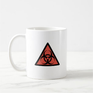 Rött tecken på biofarlighet kaffemugg