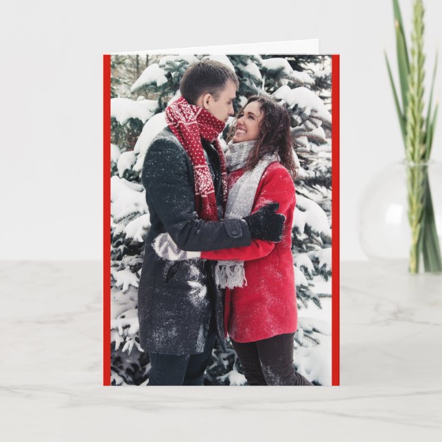 Rött tema för 1 eller 2 fotojul helgkort (Framsida)