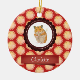 Rött tillfoga din kända Hamster Julgransprydnad Keramik