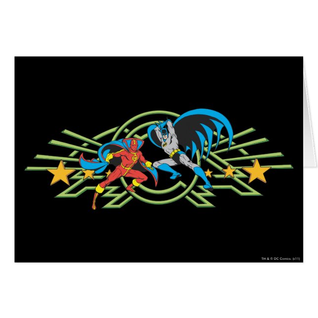 Rött Tornado + Batman Hälsningskort (Framsidan Horizontal)