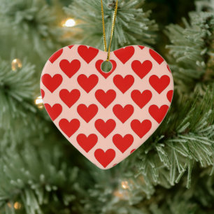 Rött, traditionellt Alla hjärtans dags-hjärta Julgransprydnad Keramik