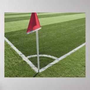 Rött tränga någon flagga på fotbollfält poster