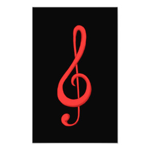 Rött treble-musikillustration. fototryck