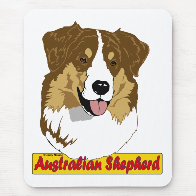 Rött tri kulört för australian shepherdhuvud musmatta (Framsidan)