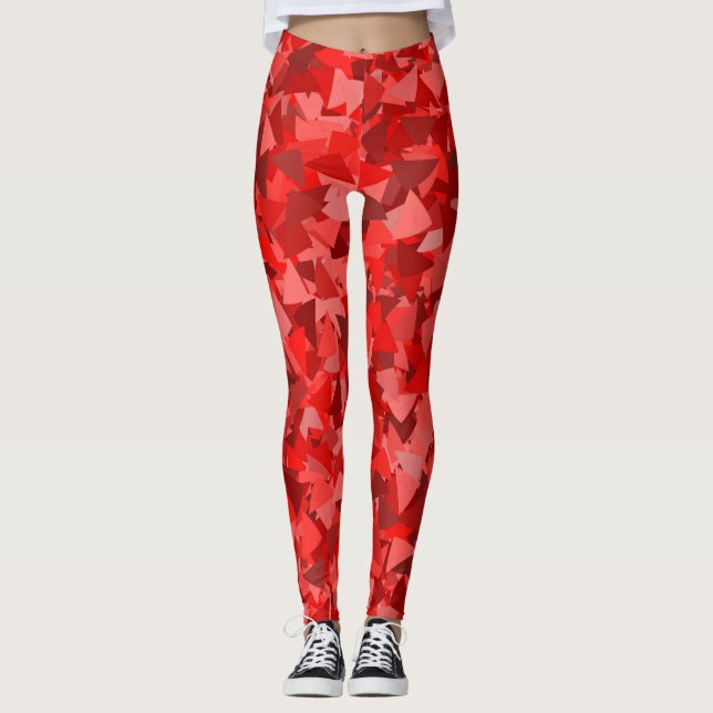 Rött triangelmönster leggings (Framsida)