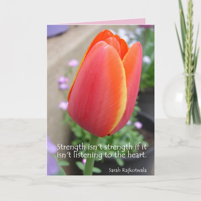Rött Tulip-blomsterkort Kort (Framsida)