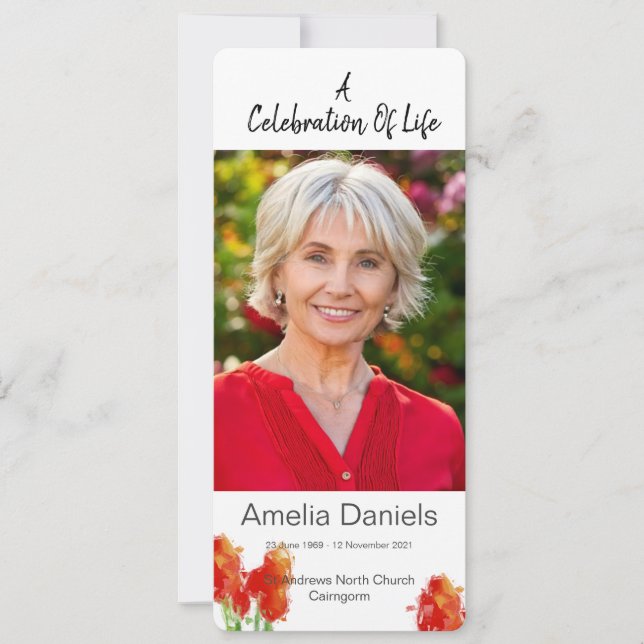 Rött Tulip Firande i livets fotokort Inbjudningar (Framsida)