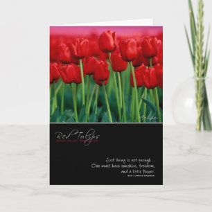 Rött Tulip-kort med citat Kort