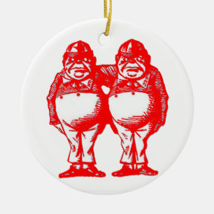 Rött Tweedle Dee & Tweedle Dum Julgransprydnad Keramik
