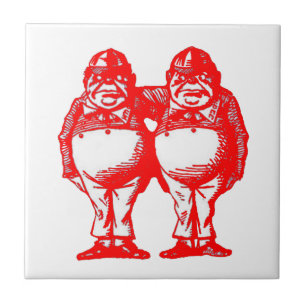 Rött Tweedle Dee & Tweedle Dum Kakelplatta