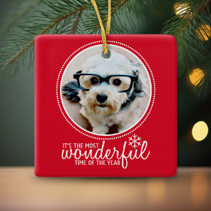 Rött underbart god jul Photo Greeting Card Julgransprydnad Keramik