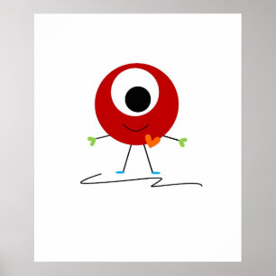 Rött Vänligt Monster Poster