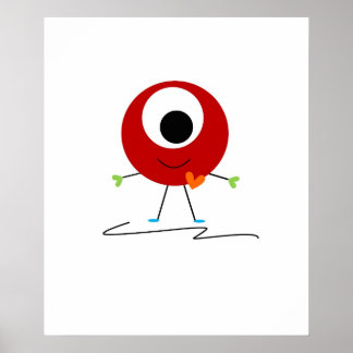 Rött Vänligt Monster Poster