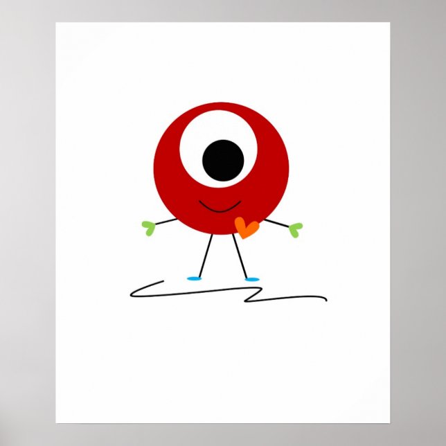 Rött Vänligt Monster Poster (Framsidan)