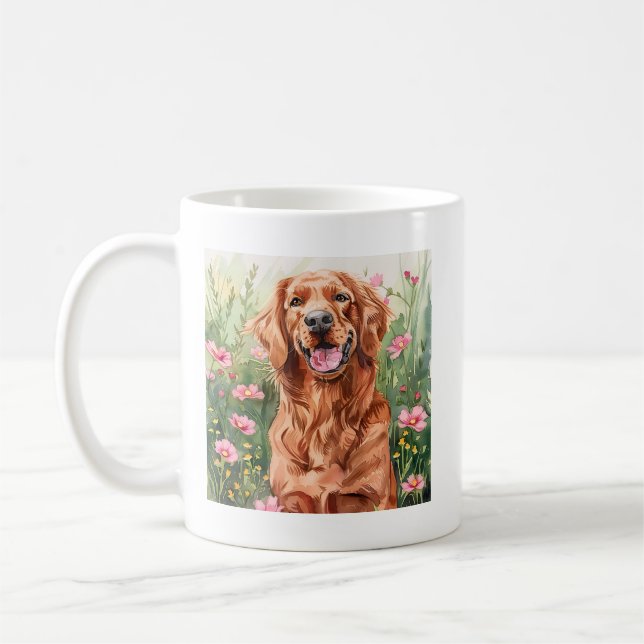 Rött vattenfärgsbrev Hund Coffee Kopp Gift (Vänster)