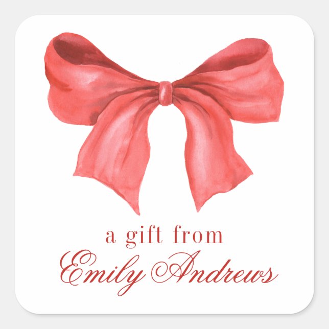 Rött vattenfärgsfack fyrkantigt klistermärke (Framsida)