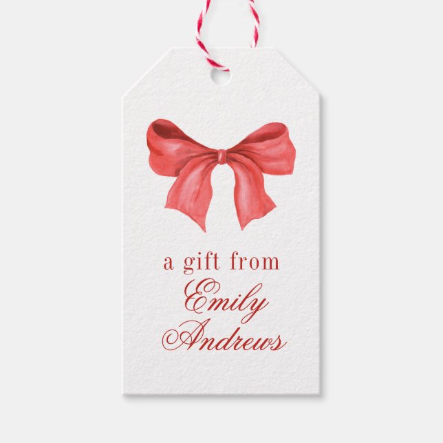 Rött vattenfärgsfack presentetikett (Framsidan)