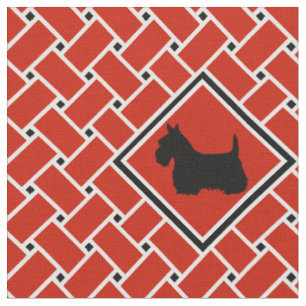 Rött vävt, diamant, skotsk terrier, design tyg