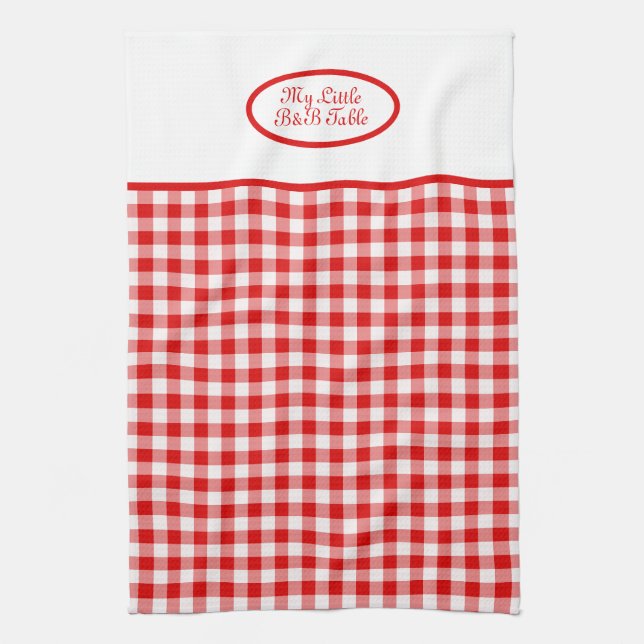 Rött Vichy-Gingham för Företag, B&B, Restauranger  Kökshandduk (Vertikal)