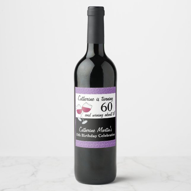 Rött vin, 60-årsfest vinflaska etikett (Framsida)