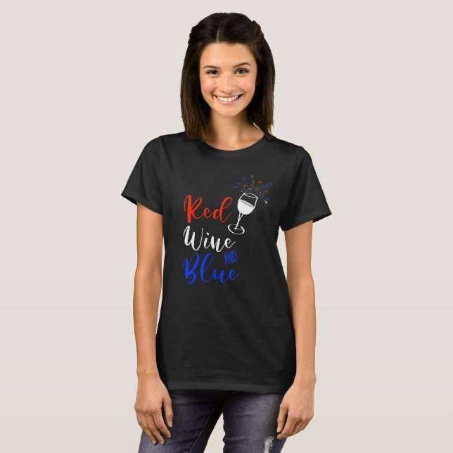 Rött vin blå 4:e juli t shirt (Hel framsida)