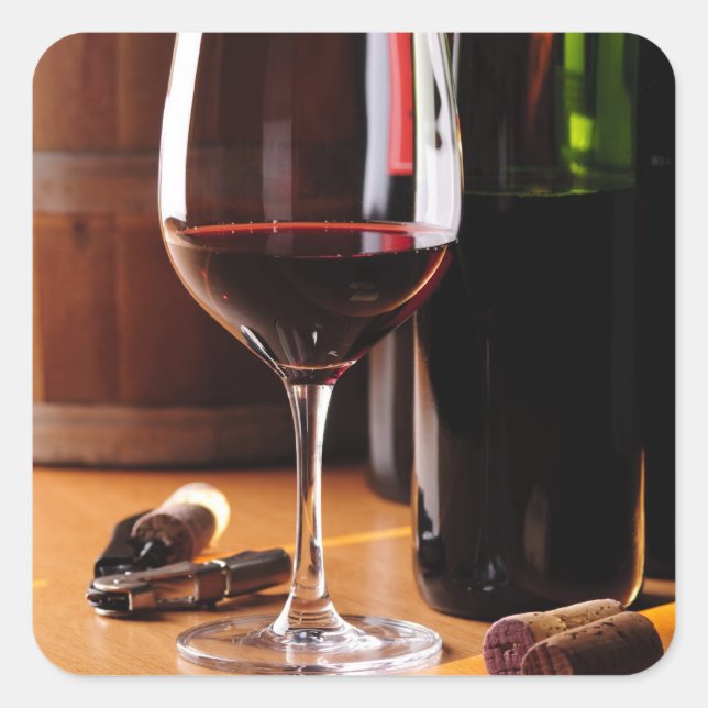 Rött vin fyrkantigt klistermärke (Framsida)