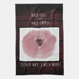 Rött Vin-glas, halvtomt Fullt med vattenfärg Kökshandduk