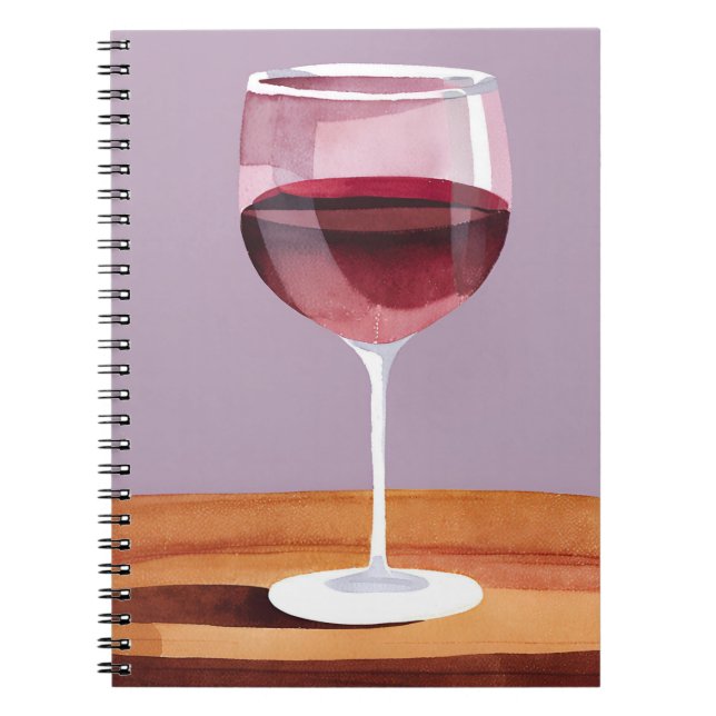 Rött vin glas | Vattenfärg Vino Anteckningsbok (Framsidan)