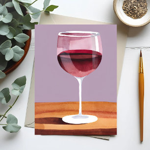 Rött vin glas Vattenfärg Vino Vykort