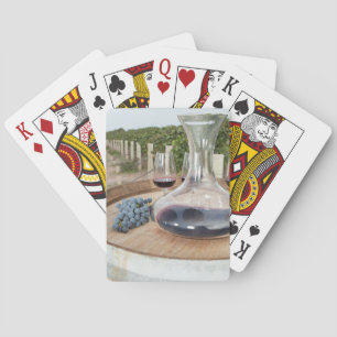 Rött vin i vingård spel kort