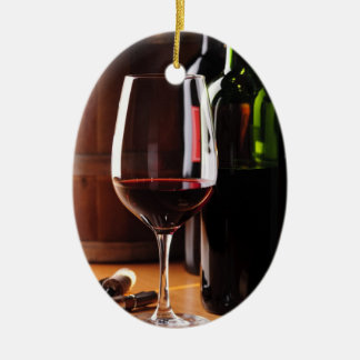 Rött vin julgransprydnad keramik
