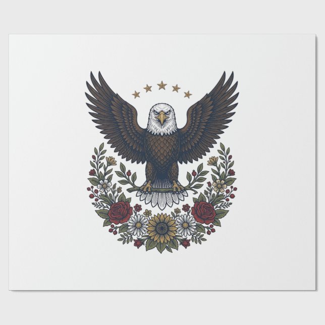 Rött vin och blå patriotisk vinälskare presentpapper (Platt)