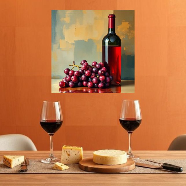 Rött vin och druvor  canvastryck (Red Wine and Grapes  Acrylic Print)
