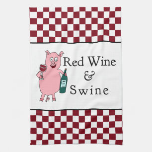 Rött vin & Swine Kökshandduk