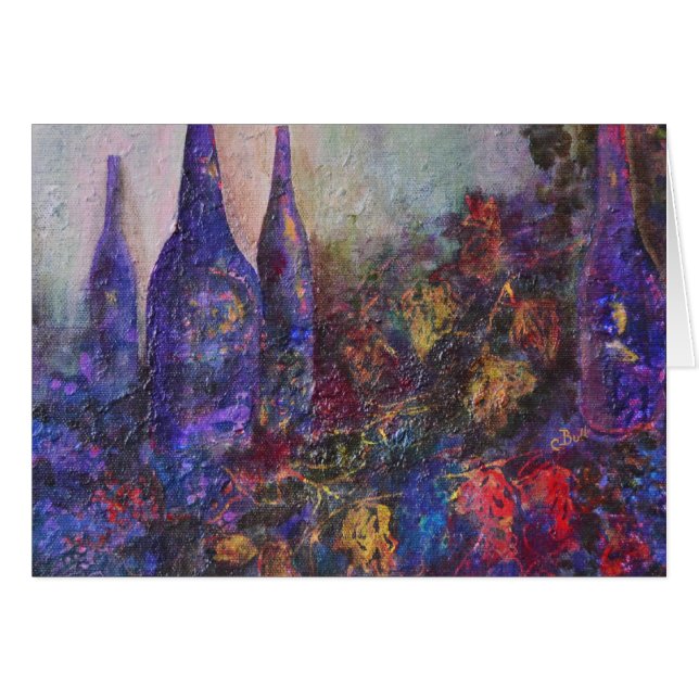 Rött vinskördkonst hälsningskort (Framsidan Horizontal)