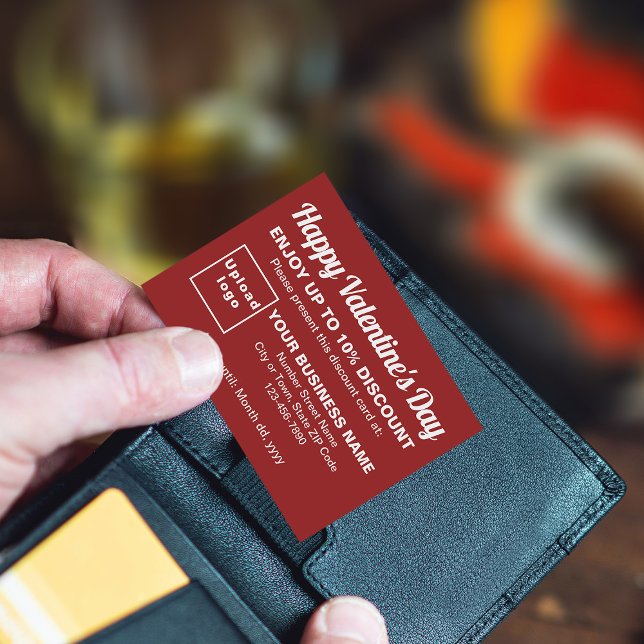 Rött visitkort för Business Valentine Rabattkort (Attract more customers this Valentine's Day. Business Valentine red discount card.)