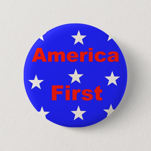 Rött, vit och blått "Amerika" planlägg först Knapp (Framsida)