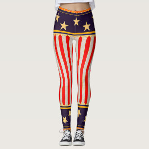 Rött, vit och blått leggings