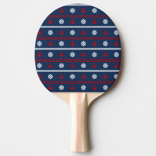 Rött vit- och blåtthavmönster pingisracket