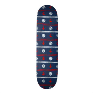Rött vit- och blåtthavmönster skateboard bräda 20 cm