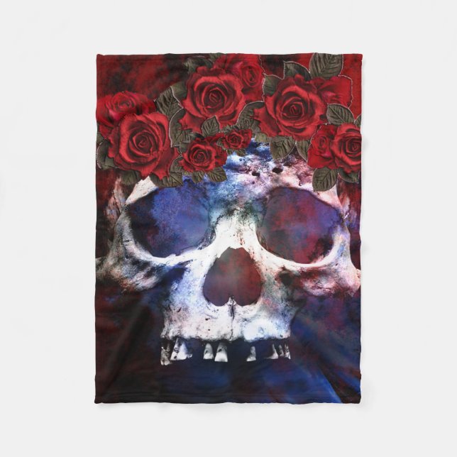 Rött, vit och blåttskalle fleecefilt (Framsidan)