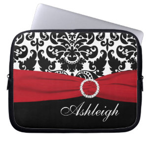 Rött vit, svart damastast FAUXbandlaptop sleeve