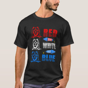 Rött vitt blått 3 Cute Chow Chow 4:e juli Ameri T Shirt