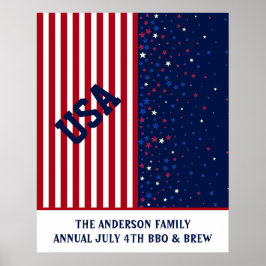 Rött vitt blått 4 juli Familj Independence day Poster