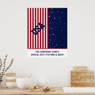 Rött vitt blått 4 juli Familj Independence day Poster