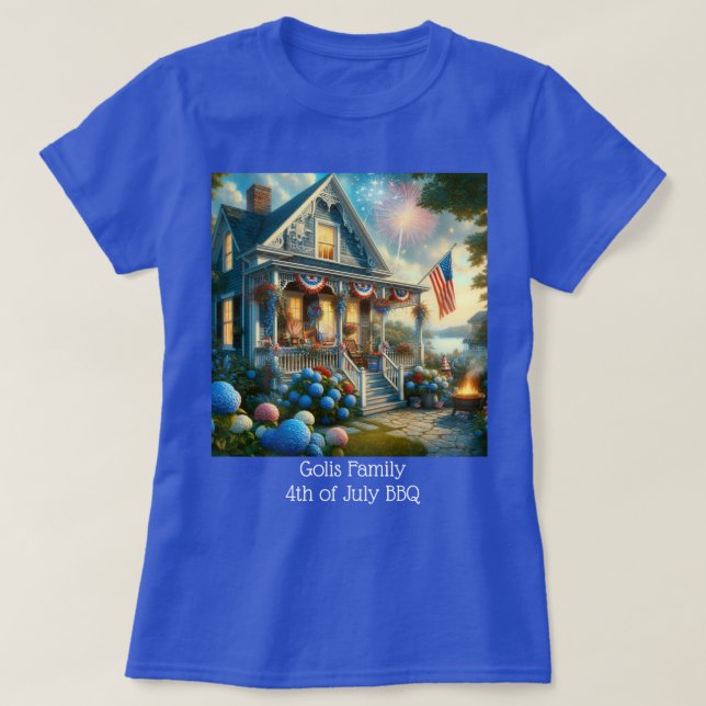 Rött vitt blått 4 juli t shirt (Design framsida)