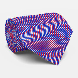 Rött vitt blått Abstrakt Trippy Vågigt Psychedelic Slips
