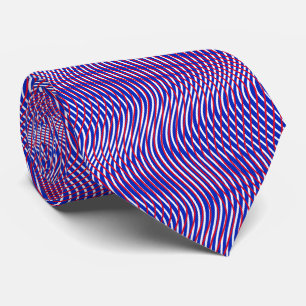 Rött vitt blått Abstrakt Trippy Vågigt Psychedelic Slips