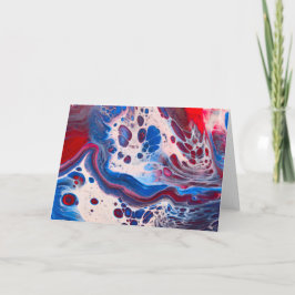 Rött vitt blått akyrlikatfluid Art Kort