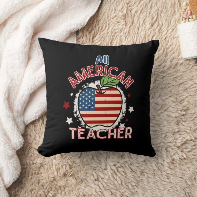 Rött vitt blått All American Teacher Apple Kudde (Filt)